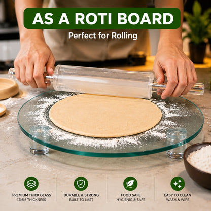 Tempered Glass Heavy Duty Non-Slip Rolling Board with Acrylic Pin
