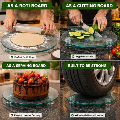 Tempered Glass Heavy Duty Non-Slip Rolling Board with Acrylic Pin