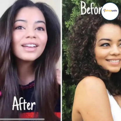 “One-step blow dryer and curler brush demo for smooth curls and volume.”